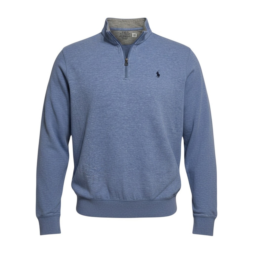Polo Ralph Lauren Quarter Zip Pullover Large Blue Mens Luxury Jersey Excellent